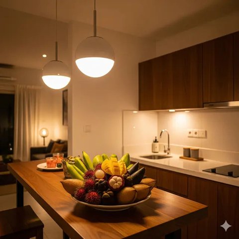 Model Dapur Kecil dengan Meja Bar (Ilustrasi AI/Gemini)