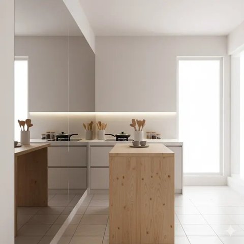 Model Dapur Kecil dengan Meja Bar (Ilustrasi AI/Gemini)