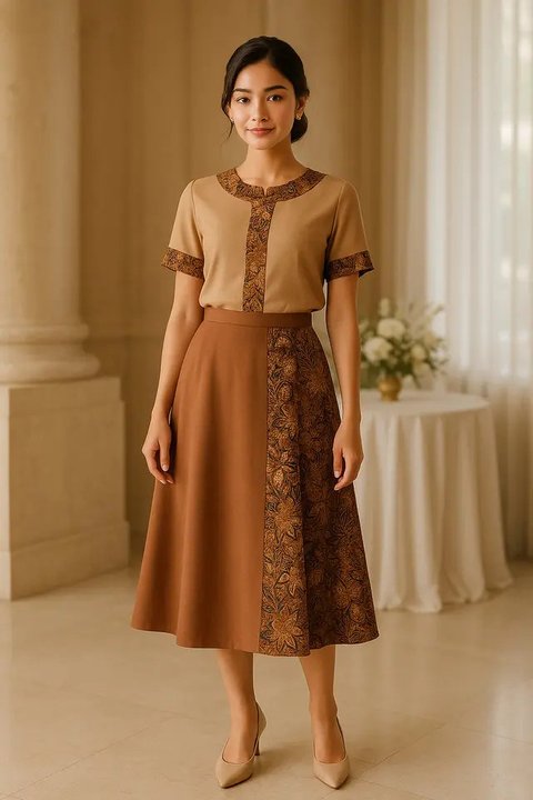Model rok batik kombinasi kain polos (created by AI)
