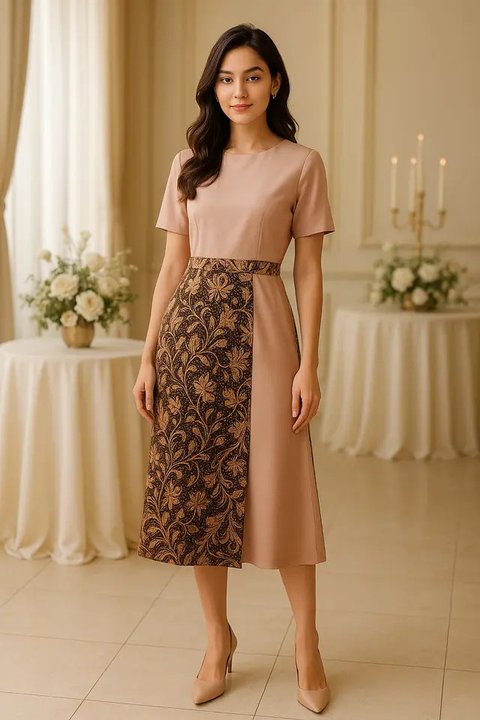 Model rok batik kombinasi kain polos (created by AI)