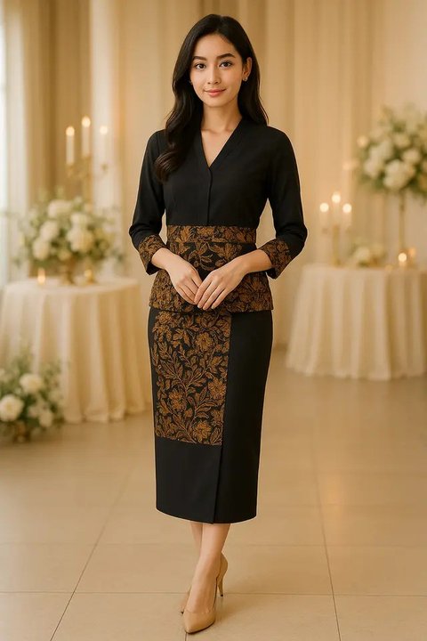 Model rok batik kombinasi kain polos (created by AI)