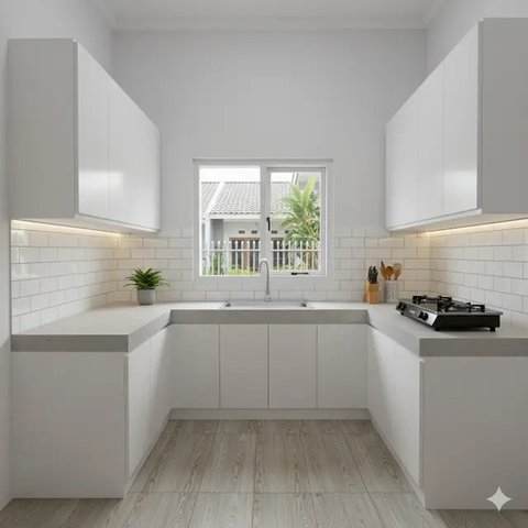 Dapur Rumah Minimalis Murah dengan Meja Keramik (Gemini)