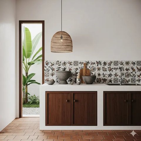 Dapur Rumah Minimalis Murah dengan Meja Keramik (Gemini)