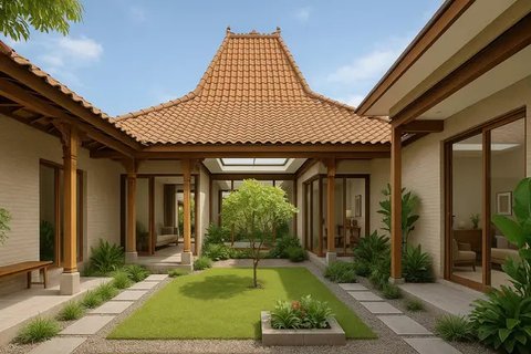 7 Model Rumah Joglo Modern Klasik 1 Lantai, Perpaduan Tradisi dan Kenyamanan Masa Kini (sumber:AI)