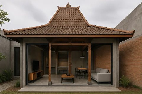 7 Model Rumah Joglo Modern Klasik 1 Lantai, Perpaduan Tradisi dan Kenyamanan Masa Kini (sumber:AI)