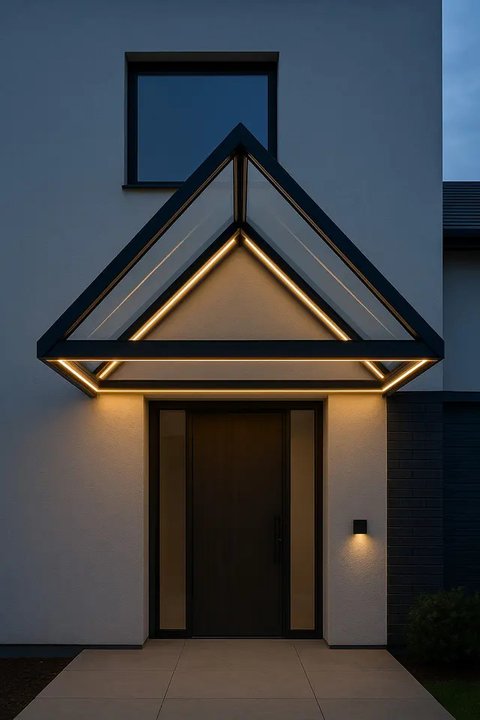 Model atap teras depan rumah segitiga (Foto: Reve Art AI)