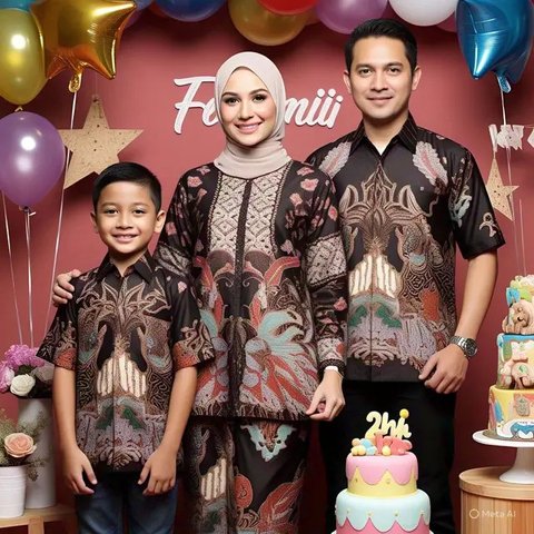 7 Ide Gamis Seragam Sekeluarga dengan 2 Anak, Kompak dan Elegan untuk Momen Spesial (sumber: AI)