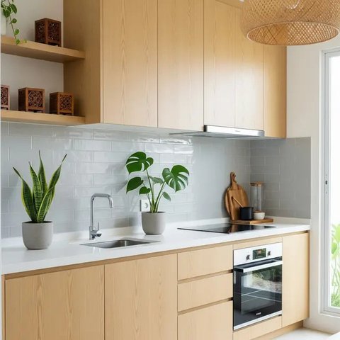 Model Dapur Skandinavia Kecil tapi Fungsional di Lahan Sempit. (Foto: Gemini AI)