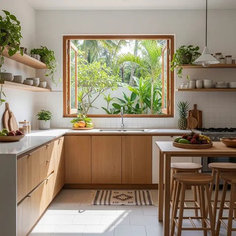 Model Dapur Skandinavia Kecil tapi Fungsional di Lahan Sempit. (Foto: Gemini AI)