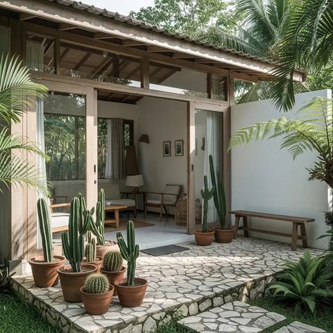 Model Teras Depan Rumah yang Bikin Instagramable Populer 2025. (Foto: Gemini AI)