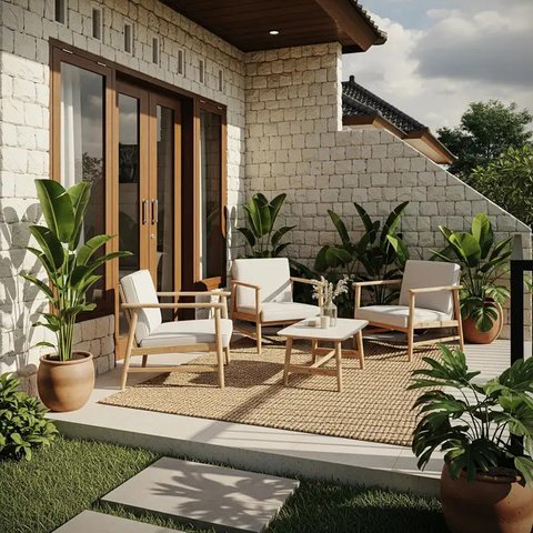 Model Teras Depan Rumah yang Bikin Instagramable Populer 2025. (Foto: Gemini AI)