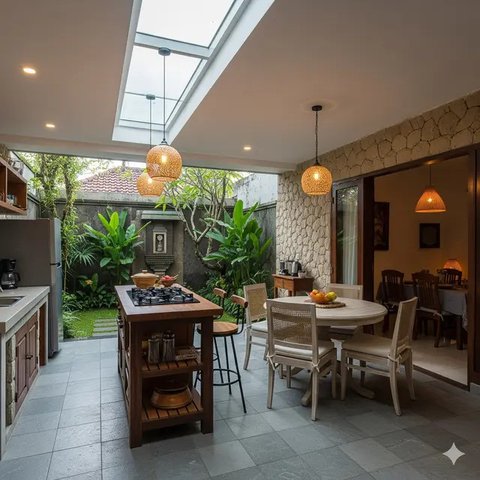 Inspirasi Dapur Outdoor Sederhana di Pekarangan Rumah Kecil Tren 2025. Foto: Gemini