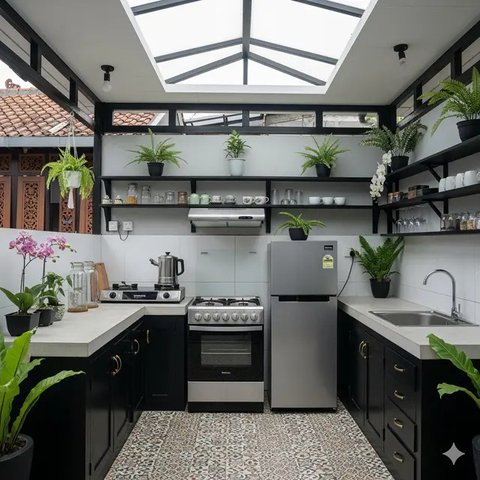 Inspirasi Dapur Outdoor Sederhana di Pekarangan Rumah Kecil Tren 2025. Foto: Gemini