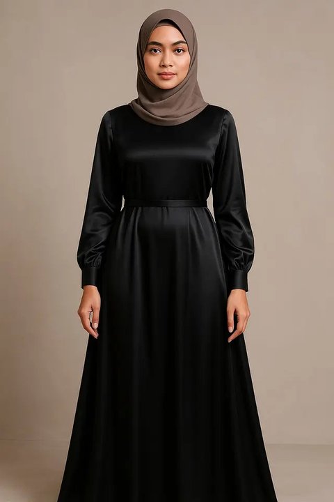 7 Model Gamis Hitam untuk Pesta Tren 2025 yang Elegan, Mewah dan Mudah Dipadukan (sumber:AI)