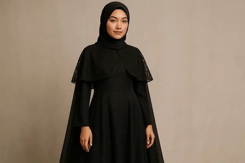 7 Model Gamis Hitam untuk Pesta Tren 2025 yang Elegan, Mewah dan Mudah Dipadukan (sumber:AI)