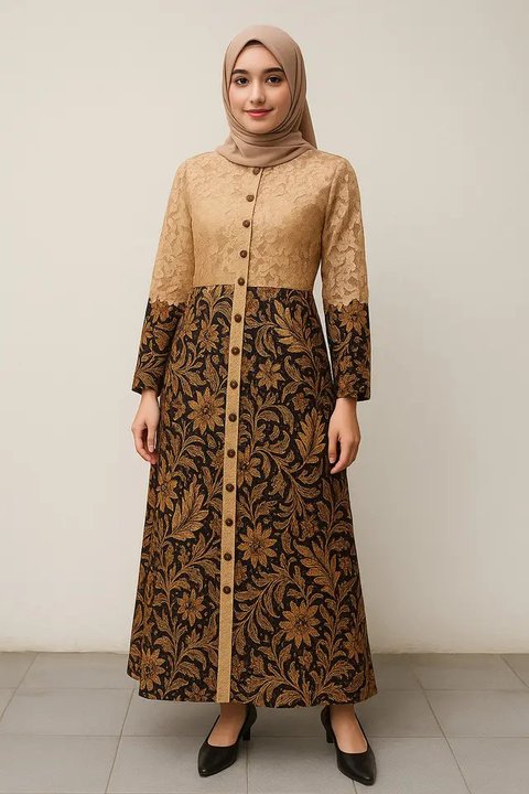 Model Gamis Batik Kombinasi Full Kancing Terpopuler 2025/AI