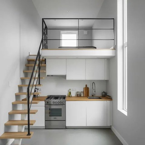 Ide Dapur Mezzanine di Rumah Mungil Hemat Biaya (AI)