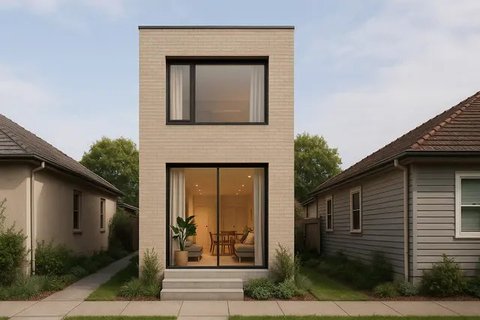 7 Desain Rumah 2 Lantai Mungil Cantik di Lahan Sempit, Tetap Lega dan Nyaman untuk Keluarga (sumber:AI)