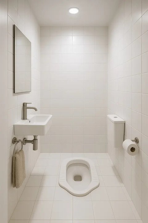 7 Model Kamar Mandi dengan WC Jongkok yang Cantik, Desain Sederhana tapi Tetap Modern (sumber:AI)