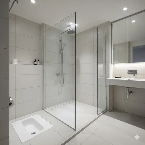 7 Model Kamar Mandi dengan WC Jongkok yang Cantik, Desain Sederhana tapi Tetap Modern (sumber:AI)