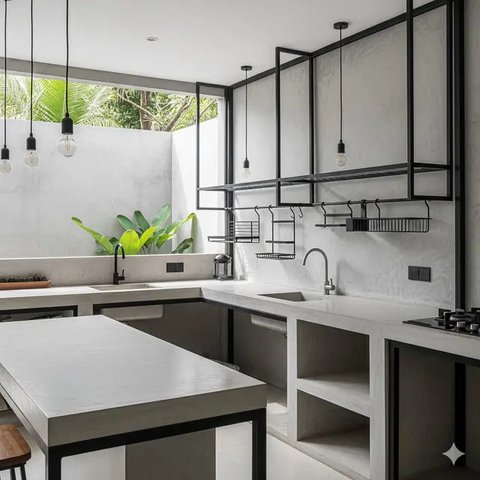 Dapur Minimalis Serba Putih Semi Outdoor Tren 2025. Foto: Gemini