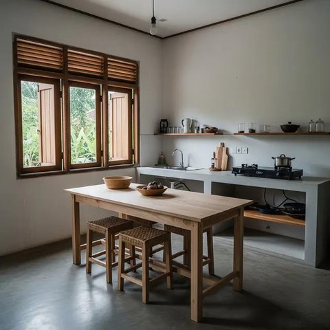 Dapur Serba Minimalis Minim Perabot di Rumah Kampung. (Foto: Gemini AI)
