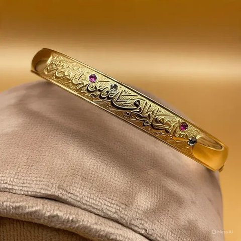 Gelang Emas Permata Motif Daun Olive/AI