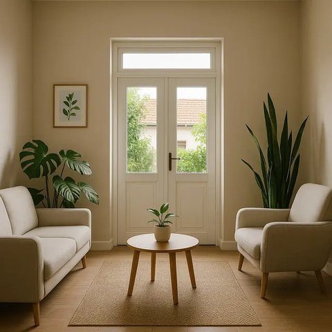 7 Desain Ruang Tamu 3x4 Pintu Tengah, Solusi Estetik untuk Rumah Minimalis (sumber:AI)