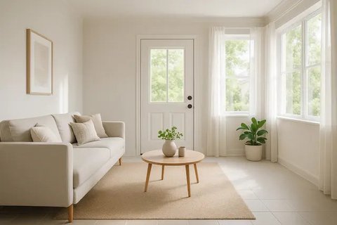 7 Desain Ruang Tamu 3x4 Pintu Tengah, Solusi Estetik untuk Rumah Minimalis (sumber:AI)