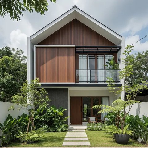 Inspirasi Rumah Kayu Minimalis Modern dengan Balkon Kaca. Gemini