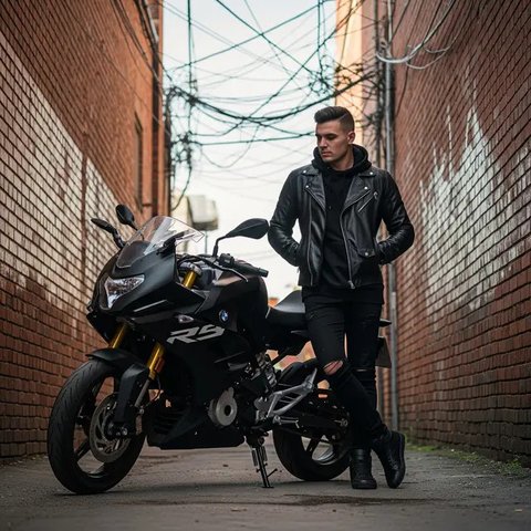 Ilustrasi foto pria dan motor super keren. Foto: Gemini
