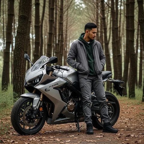 Ilustrasi foto pria dan motor super keren. Foto: Gemini