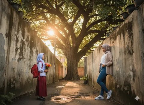 Tutorial Prompt Gemini AI, Jadikan Foto Masa Kecil dan Dewasa Bertemu di Gang