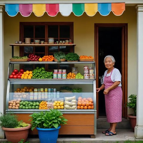 Desain Warung Sembako di Teras Rumah (AI)