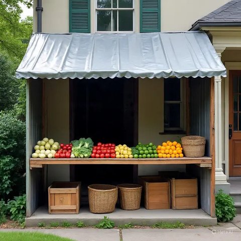Desain Warung Sembako di Teras Rumah (AI)