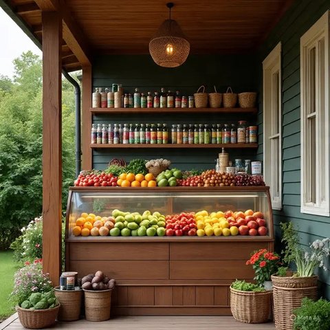 Desain Warung Sembako di Teras Rumah (AI)