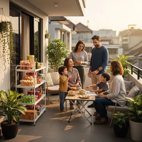 Desain Warung Sembako di Teras Rumah (AI)