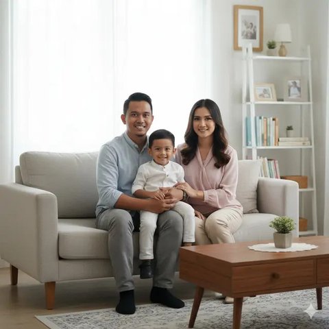 7 Ide Prompt Gemini AI Foto Keluarga Bertiga, Hasil Realistis & Estetik Ala Photoshoot Profesional (sumber: GeminiAI)