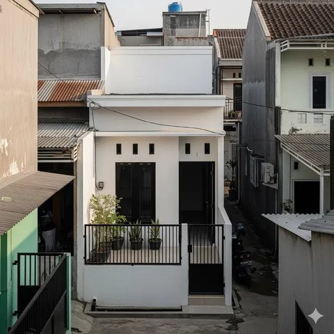 Rumah Gaya Mediterania Mini Budget 100 Juta di Gang Kecil. Foto: Gemini
