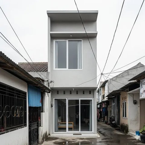 Rumah Gaya Mediterania Mini Budget 100 Juta di Gang Kecil. Foto: Gemini