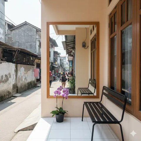 Rumah Gaya Mediterania Mini Budget 100 Juta di Gang Kecil. Foto: Gemini