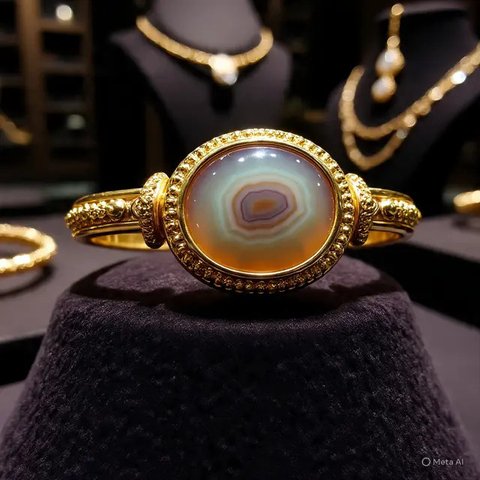 Ilustrasi Gelang Emas Batu Akik (Created by Meta AI)