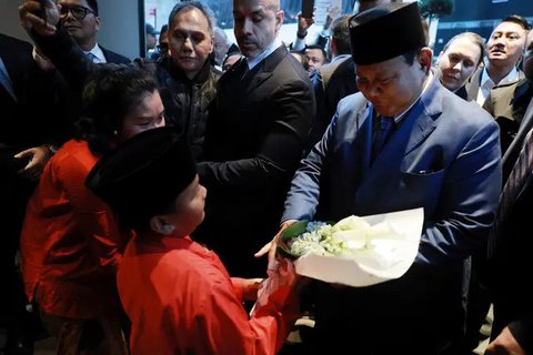 Presiden RI Prabowo Subianto tiba di Markas Besar PBB di New York, Amerika Serikat. (Antara)