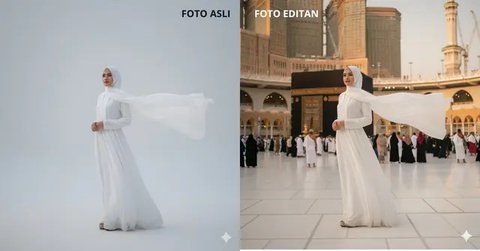 Edit Foto Seolah Sedang Ibadah di Tanah Suci (Foto: Gemini AI)