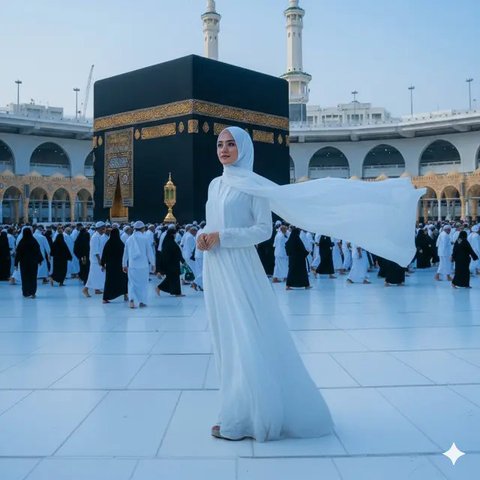 Edit Foto Seolah Sedang Ibadah di Tanah Suci (Foto: Gemini AI)
