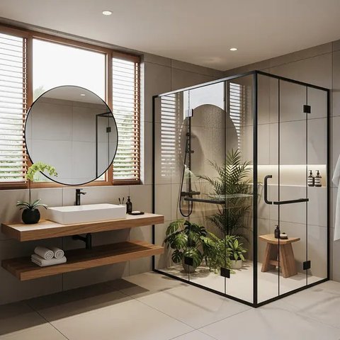 Desain Kamar Mandi Dalam Kamar. (Foto: Gemini AI)