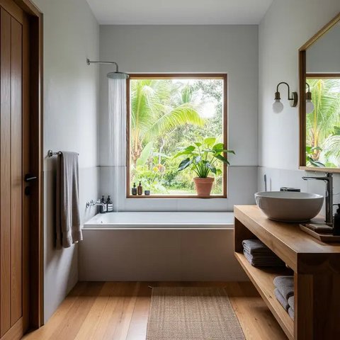 Desain Kamar Mandi Dalam Kamar. (Foto: Gemini AI)