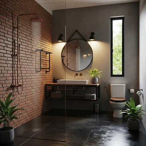 Desain Kamar Mandi Dalam Kamar. (Foto: Gemini AI)