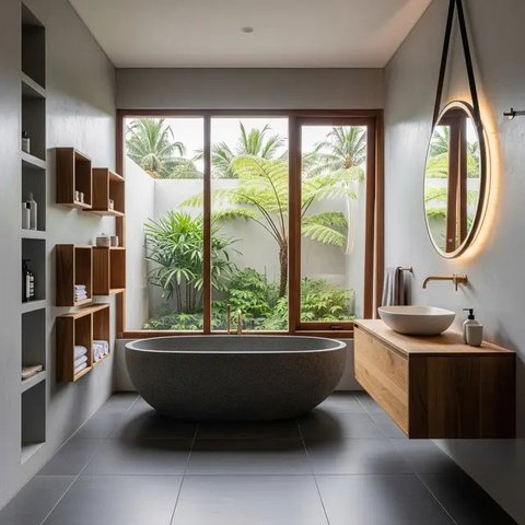 Desain Kamar Mandi Dalam Kamar. (Foto: Gemini AI)