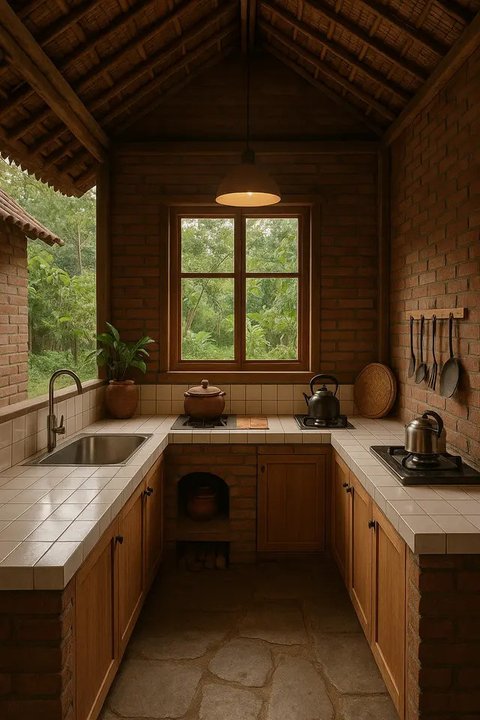Model Dapur Belakang Rumah di Kampung yang Sederhana Tapi Elegan/AI